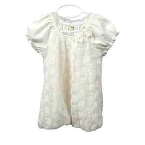 healthtex Cream Lace Dress/Top w/ Rosettes & Accent Bow‎  Size 3T